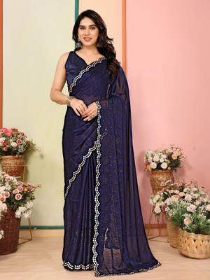 Moksha trends Printed Banarasi Pure Silk Saree(Blue)