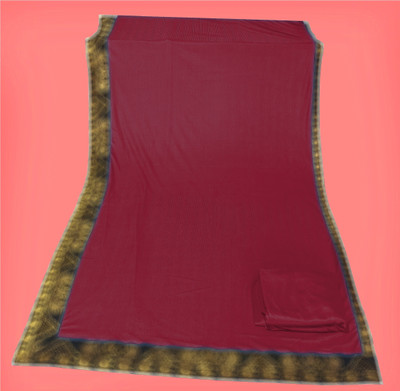 Anugrah Textile Solid/Plain Banarasi Lycra Blend, Chiffon Saree(Pink)