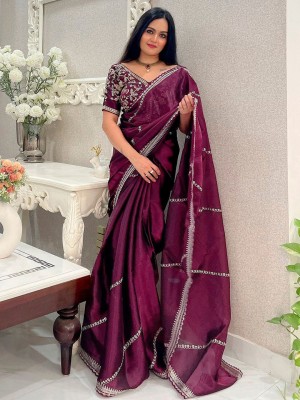 ANOUK Embellished Bollywood Organza Saree(Purple)