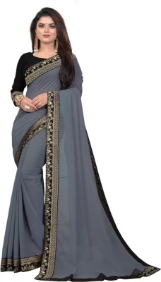 OKTAT Solid/Plain Banarasi Georgette Saree(Grey)