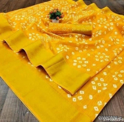 Saadhvi Striped Kalamkari Georgette Saree(Yellow)