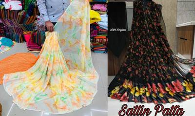 Sitanjali Self Design Bollywood Georgette Saree(Pack of 2, Orange)