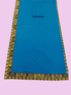 Chhavi Fashion Solid/Plain Banarasi Lycra Blend, Chiffon Saree(Light Blue)