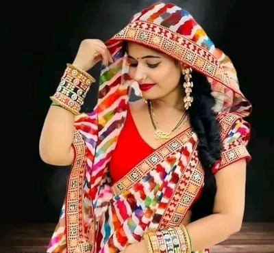 charmie designer Printed Bandhani Georgette Saree(Multicolor)
