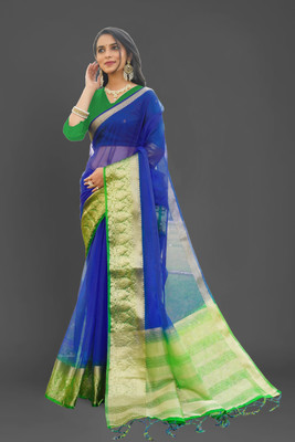 Aarunika MT Printed Bollywood Organza Saree(Blue)
