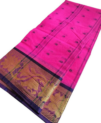 Maasaree Printed Tant Pure Cotton Saree(Pink)