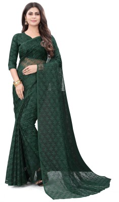 Suali Self Design Bollywood Net Saree(Green)