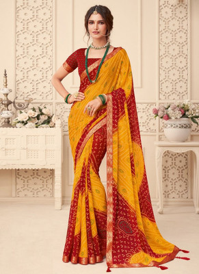 STYLEVEDA Self Design Bollywood Georgette Saree(Yellow)