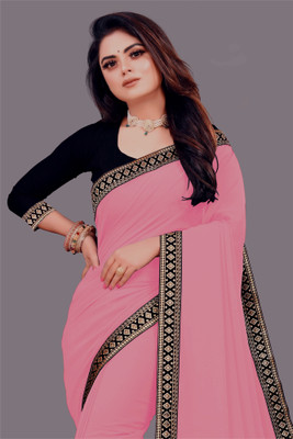 Jevlan Self Design Bollywood Georgette Saree(Pink)