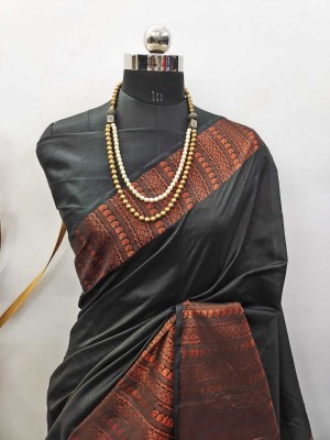 AARAANA Woven Kanjivaram Pure Silk, Art Silk Saree(Black)