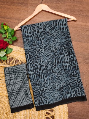 kashvi sarees Animal Print Daily Wear Georgette Saree(Pack of 2, Blue, Black)