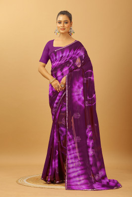 MAHARAJ SAREES Digital Print Bollywood Georgette Saree(Purple)
