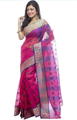 Ankita saree house Woven, Self Design Handloom Pure Cotton Saree(Pink)