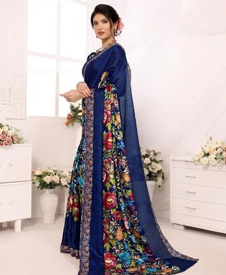 SVB Sarees Printed Mysore Georgette Saree(Blue)