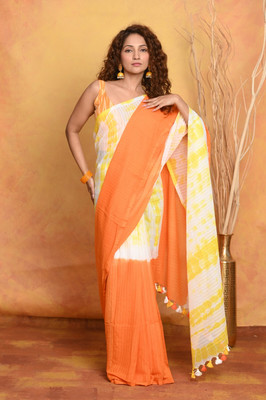 Very Much Indian Dyed Handloom Pure Cotton Saree(Yellow)