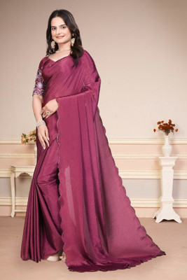 Infyshopy Fashions Embroidered, Solid/Plain Banarasi Georgette Saree(Pack of 2, Maroon)