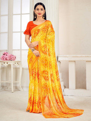 Sareemall Printed Daily Wear Georgette Saree(Orange)