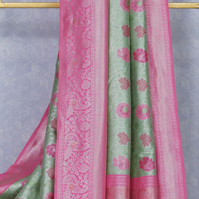 VS Fashion Self Design Banarasi Art Silk Saree(Light Green)