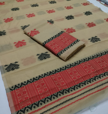 YINATZ KY GARCIA CREATION Printed Mekhela Chador Cotton Silk Saree(Multicolor)