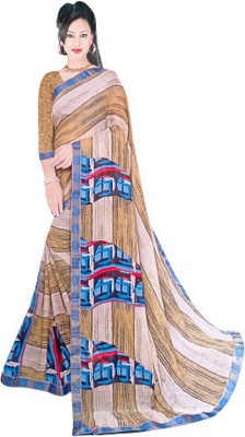 VG ENTERPRISIS Printed Daily Wear Georgette Saree(Brown)