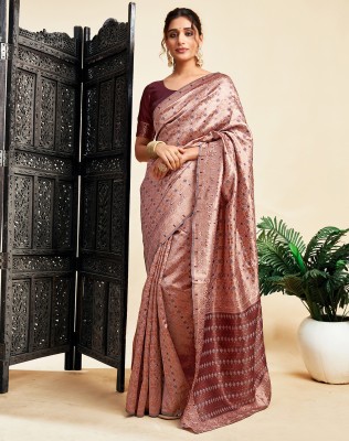 SIRIL Woven Kanjivaram Silk Blend Saree(Purple, Maroon, Gold)