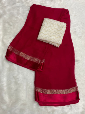 VRISE Solid/Plain Bollywood Viscose Rayon Saree(Pink)