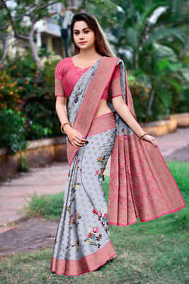 DHARMRAJ ENTERPRISE Digital Print Banarasi Crepe Saree(Pink)