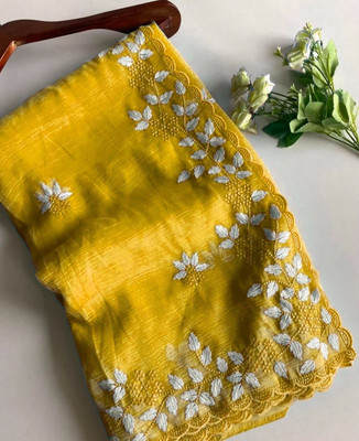 Elite Fashion Embroidered Bollywood Art Silk Saree(Pack of 2, Yellow)