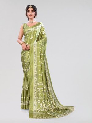 ANIRAV Printed Bollywood Tussar Silk Saree(Green)