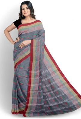 PRANATI ENTERPRISE Woven Tant Pure Cotton Saree(Grey)