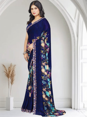 Grubstaker Printed Daily Wear Georgette Saree(Multicolor)