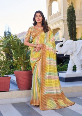 Laxmipati sarees Striped Daily Wear Chiffon Saree(Multicolor)