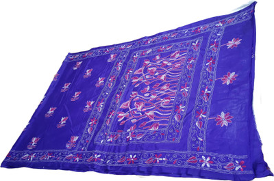 Drapify Self Design, Embroidered Sambalpuri Raw Silk Saree(Blue)
