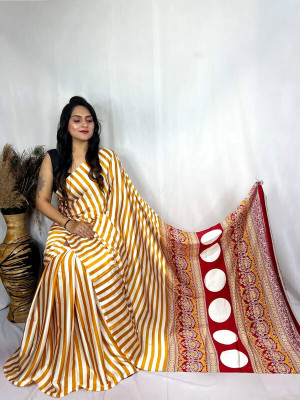 NavinyaVastra Printed Bollywood Silk Blend Saree(Yellow)