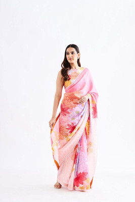 MAVTAR01 Printed Bollywood Georgette Saree(Pack of 2, Multicolor)