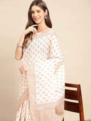 SHANVIKA Printed Daily Wear Pure Cotton Saree(Beige)