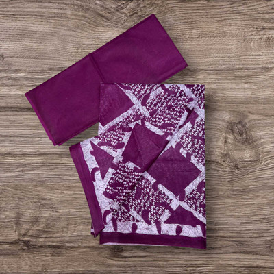 RAVI JANKI Printed Daily Wear Pure Cotton Saree(Purple)