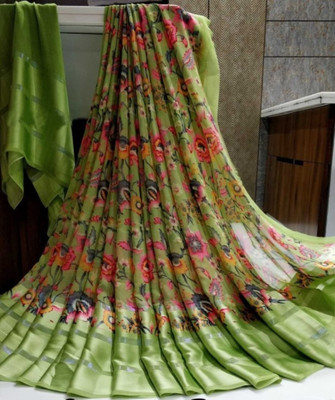 FONSIMO Self Design Bollywood Jacquard, Silk Blend Saree(Green)