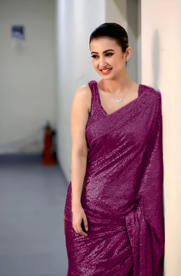 balaji textiles Embellished, Embroidered Bollywood Georgette Saree(Purple)