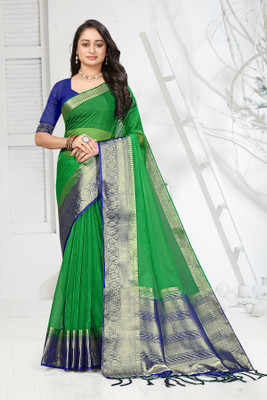 Aarunika BS Woven, Printed Bollywood Organza Saree(Dark Green)