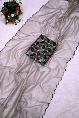 SATVASHIV Solid/Plain Bollywood Organza Saree(Grey)
