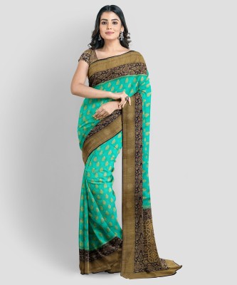 Hmb Self Design Bollywood Handloom Art Silk Saree(Green)