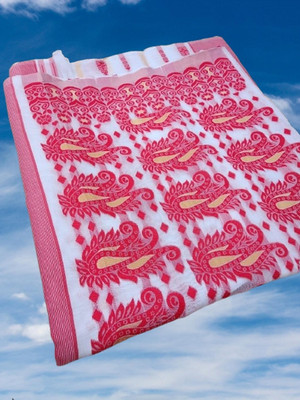Priyangboda Woven Jamdani Handloom Cotton Blend Saree(Multicolor)