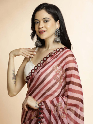 Clemira Color Block Bollywood Georgette Saree(Maroon)