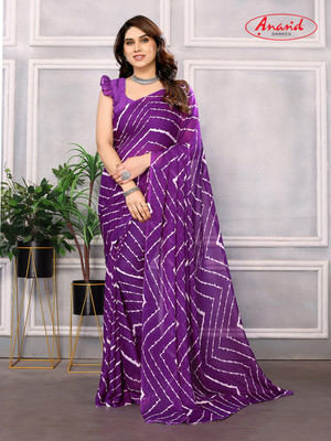 Anand Sarees Graphic Print Bollywood Georgette Saree(Purple)