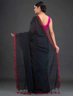 Bhadra Shopping Store Printed Sambalpuri Viscose Rayon, Cotton Blend Saree(Black)