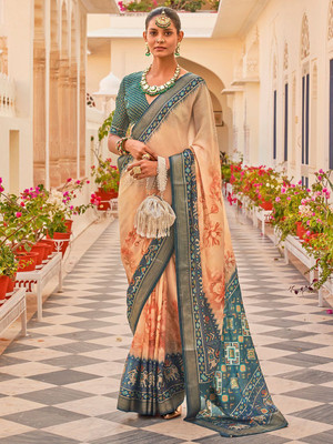 ANOUK Woven Patola Silk Blend Saree(Orange)