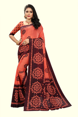 RUNAYA NX Digital Print Chanderi Chiffon Saree(Red)