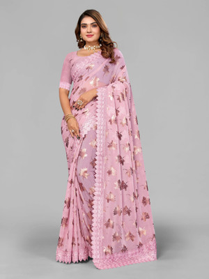 RADHEYUB Printed Daily Wear Lycra Blend Saree(Pink)