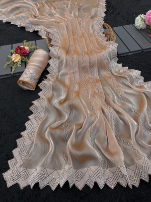 JENNYFEB Printed Bollywood Art Silk Saree(Beige)